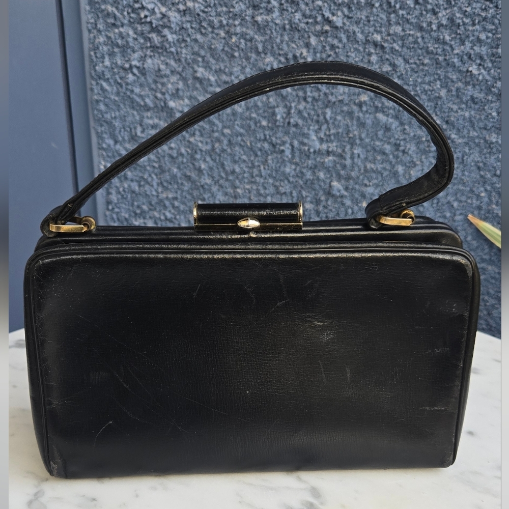 Vintage Black Top-Handle Handbag/Purse